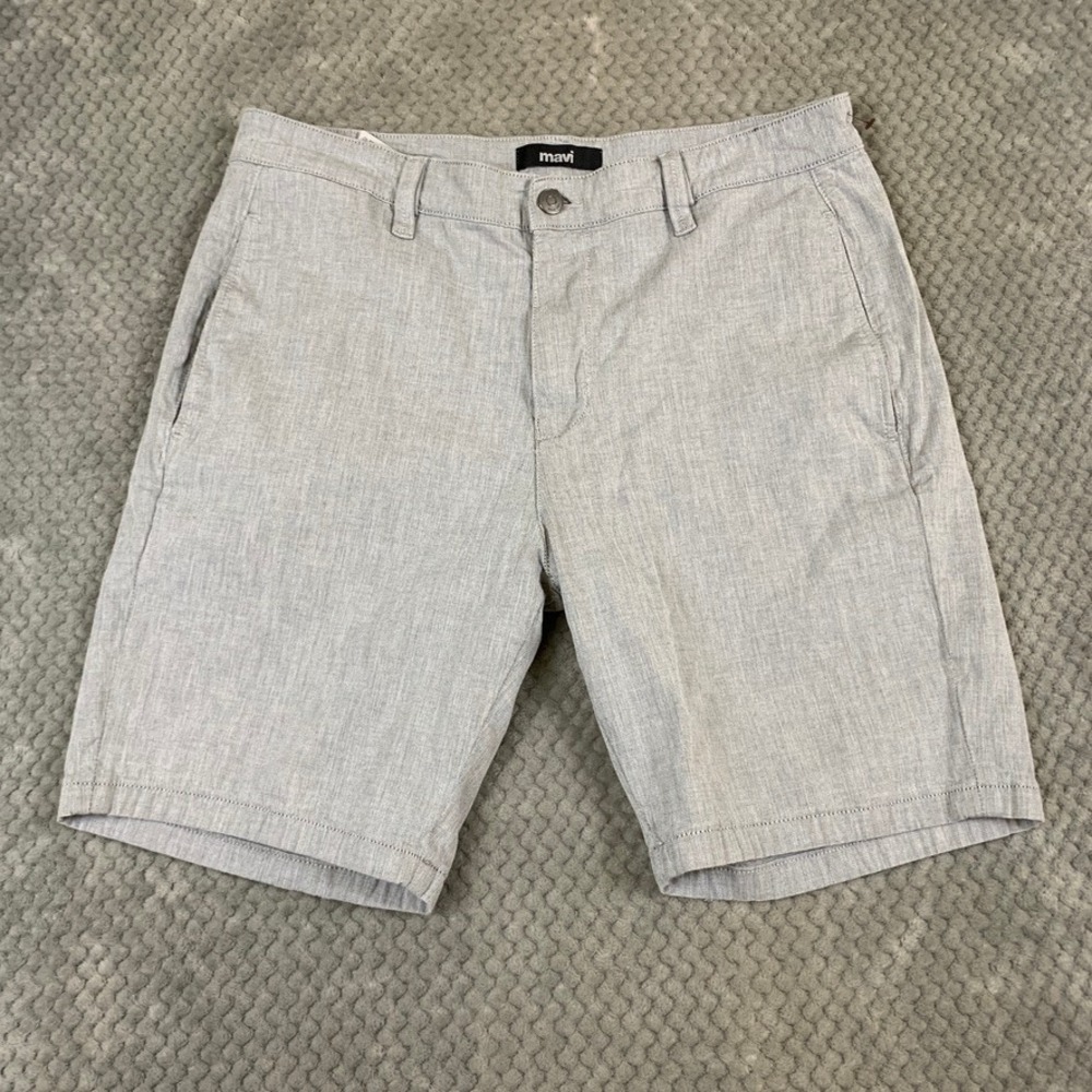 Mavi Simon Mens‎ Grey Heathered Flat Front Stretch Cotton Shorts Size 36